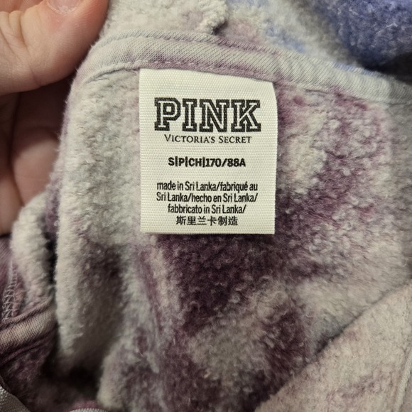Victoria's Secret Pink Hoodie Tie Dye Full Zip Size S Heather Stone Gray Dahlia - Picture 5 of 5